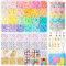 Funtopia Perlen Set, 6mm Heishi Perlen für Armbänder mit 624 Stück 24 Set A - Z Buchstabenperlen, 72 Stück Polymer Clay Perlen, 320 pcs Charms Kit für Ringen Halsketten (5800+ Stück)