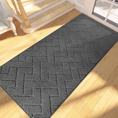 FCSDETAIL Schmutzfangmatte Innen 80 x 178 cm, rutschfeste Fußmatte, waschbar Sauberlaufmatte, absorbierend Fussmatte, Läufer Teppich für Hund, Eingang, Haustür, Flur, Küchen