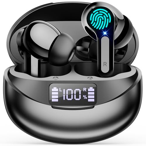 Wireless Earbuds Ear Buds Earphones-Bluetooth 5.3 USB C Mini Headphones Touch Control with Microphone Hi-Fi Stereo Sound Deep Bass CVC Noise Cancelling Dual LED Display 35H Playtime Water-Resistant