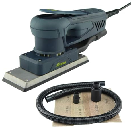 Titan PPSM3-200 - Elektrisches Profi Schleifwerkzeug - EC-Motor - Schwingschleifer mit 2,5mm Hub – Schleifen ohne Staub – Inkl. Schleifpapier & Absaugadapter - brushless