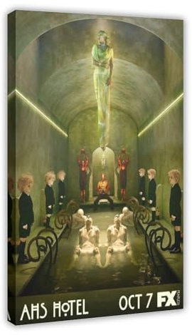 DEZARO American Horror Story Hotel – Filmposter auf Leinwand, Schlafzimmer, Dekoration, Sport, Landschaft, Büro, Raumdekoration, Geschenk, Rahmen-Stil, 60 x 90 cm