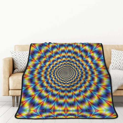 LAMAME Spirale optische Täuschung GIF gedruckt Weiche doppelseitige Flanelldecke Doppelschicht Dicke Decke Überwurfdecke