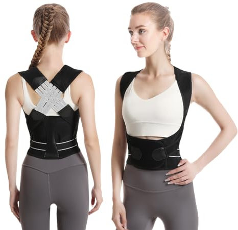 HYJO Correttore Postura Fascia Lombare Supporto Schiena Uomo Donna, Regolabile Tutore Dritta Busto Sollievo dal Aolore Collo, Schiena e alle Spalle(M)