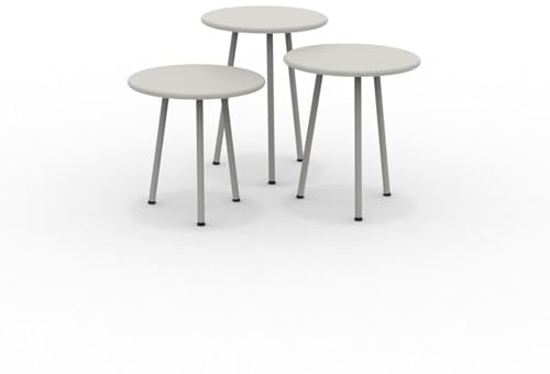 MONDO VIRO Set 3 Stück niedrige Tische aus Metall Daisy Couchtisch für Garten 40 x 40 cm (Schlamm)