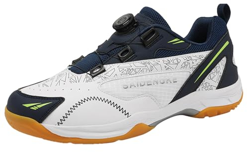ZHENSI Badminton-Schuhe Mit Drehschnürung Für Herren Leichte Bequeme Squash-Tennis-Volleyball-Sneaker Für Drinnen Und Draußen,Blau,43 EU