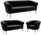 MEBLINI Mini Sofa Set 3-2-1 für Wohnzimmer - Mini Lounge für sechs Personen - Küchensofa - Sofa Klein - Sitzgarnitur - Polstergarnitur - Sofagarnituren - Emilia - 3+2+1 - Schwarz Samt