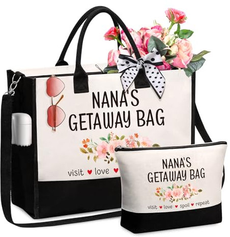 TOLOYE Tote Bag, Bolso Mujer con Cremallera y Correa Removible, Bolso Playa y Neceser, Regalo para Mujeres, Bolso Bandolera Mujer, Tote Bag Tela para Universidad Trabajo Viajes Shopper
