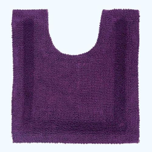 HOMESCAPES Toilet Mat, Luxury 1600gsm Extra Soft 100% Cotton, Reversible Bathroom Mats Non-Slip, Washable, Super Absorbent, Quick-Dry, Plum Pedestal Rug for Toilet, 50 x 55 cm