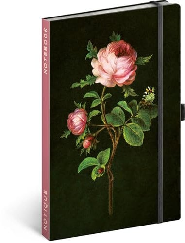 NOTIQUE Notizbuch Gepunktet mit Gummiband 13x21cm ca. A5, Designer Hardcover Notebook Dotted, Notizblock, Notizheft, Journal, Tagebuch für Erwachsene, Damen (Artisanale Rosen)