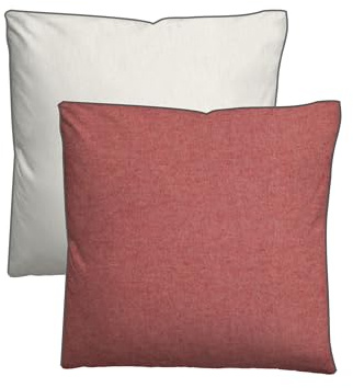 biberna Premium-Melange-Flanell Kopfkissenbezug 80x80 cm rot – Biber | 100% Baumwolle, wärmend & weich | mit Paspel & Reißverschluss | Winter-Kopfkissenbezug Uni | Modell 0840500