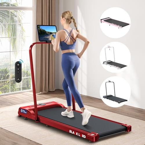 BLACK LORD Laufband, elektrisch, Trainingsgerät, 2,2 PS, Fitnessgerät, Walking-Jogging-Trainer für das Fitnessstudio zu Hause, Büro, kommerzielle Serie, Rot (mit Griff)
