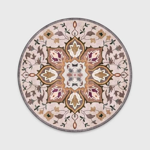 HAHII Tapis Rond Rose pâle 140CM Velours Cristal Style Nordique Moderne et Simple Balcon Tapis de Chambre à Coucher