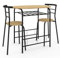 IDMarket LYNETH - Juego de mesa para 2 personas y 2 sillas de madera y metal, color negro