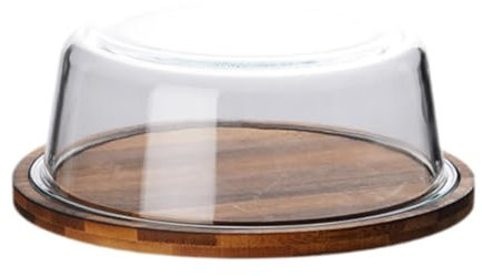 LOVIVER Mantequera con tapa de cristal, caja para guardar queso, bandeja ligera y resistente para tartas, recipiente para para mesa, cocina, 21cmx8cm
