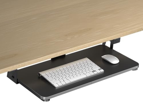 DSF4 - Bandeja para teclado debajo del escritorio, abrazadera grande en C, 65,5 cm (75,6 cm incluyendo abrazaderas) x 31,1 cm, plataforma extensible, cajón de ordenador, bandeja extraíble para teclado