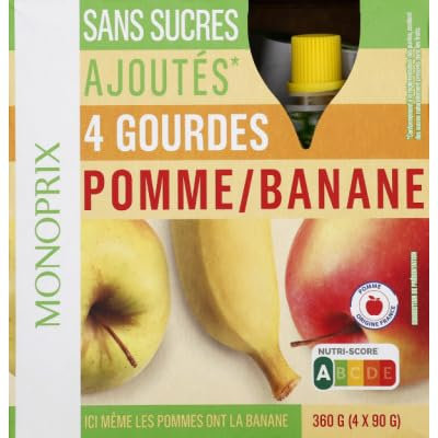 Monoprix Compote Gourde Pomme Banane - Le paquet de 4x90g