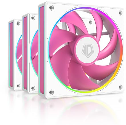ID-COOLING AF-127-PINK Trio 3 Pack Case Fans Pink Fans Daisy-Chained 120mm Computer Fan for Radiator/CPU Air Cooler/Computer Case