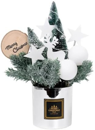 XUJIAN Albero di Natale Artificiale in Vaso di Natale in Miniatura da Tavolo di Natale in Miniatura da Tavolo di Natale Finti in Vaso