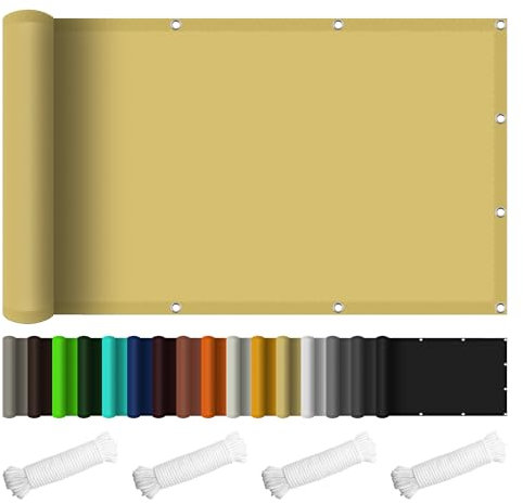 Toldo Vela Impermeable 400 x 460 cm Toldos Exterior Toldo de Terraza Cubierta para Sombrilla con Ojales para Patio Jardín Exteriores Terraza, Amarillo Arena