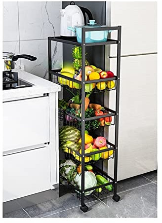 SFNIOKFG Organizer Küchenspalten-Lagerregal Mehrschichtiger Trolley Obst- und Gemüseregal Schmaler Kühlschrankspalten-Lagerregal Regaleinheit (Farbe: D)