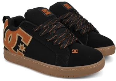 DC Men's Court Graffik Skate Shoe, Black/Brown/Gum, 7.5 UK