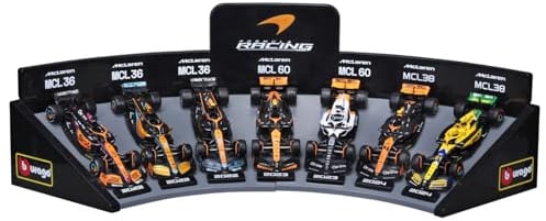 Bburago Formula 1 F1 McLaren Gift Set with Display Stand - 1:43 Scale - Incredibly Detailed Die-Cast Collectible Replica Race car