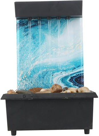 Fontaine à Eau de Bureau Mini Fontaine à Eau Circulation avec décor de Galets pour la détente Mini Cascade alimentée par USB/Batterie 4, 5x3, 9x6, 7 Pouces