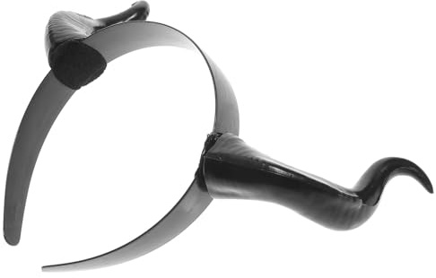 OFFIGAM Festival Haarreif in Ochsenhorn Optik aus Kunststoff Schwarzes Party Haarband mit Realistischem Design Kreative Kostüm Ochsenhorn Kopfbedeckung für Kostümpartys