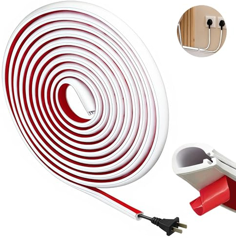 msymsyu 3.5m x 7mm Kabelkanal Weiß Selbstklebend, Flexibel Kabelschacht | 3.5m x 7mm Halbkreisförmiger Kabelschlauch PVC für Kabelverlegung Kabelschutz Büro Haushalt Elektroinstallation