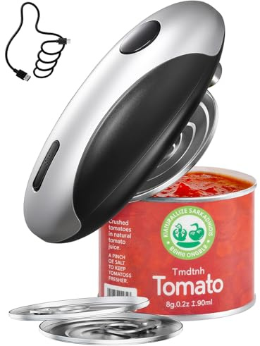 Bearwind Rechargeable Electric Can Opener - Smooth Edge, One-Touch Automatic Can Opener for Seniors & Arthritis, Hands-Free Can Openers for Kitchen, Type-C Fast Charge, Compact Portable Can Openers