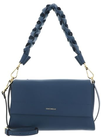 Coccinelle Leder Schultertasche Umhängetasche Boheme Grana Double Shoulder Bag Deep Blue/Sandshell blau