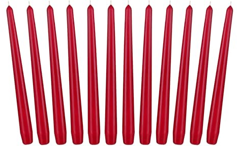 BRUBAKER 24 cm Spitzkerzen für Kerzenständer und Kerzenhalter - 12 Stück | Lange, tropffreie Deko Kerzen mit langer Brenndauer - Leuchterkerzen Set Dunkelrot
