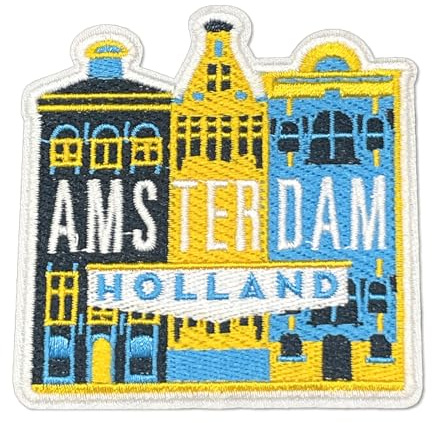 QianSiLi Amsterdam Embroidered Patch - 3 Inch Iron On Repair Patches for Clothing Sew On Patches for Clothes Jackets, Backpacks, Jeans, Trucker Hats, Bags & Shirts DIY Accessories