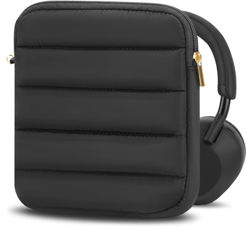Geekria NOVA Puffy Kopfhörertasche kompatibel mit Sony WH-1000XM6, Bose QC Ultra II, JBL Tour ONE M3, weiche Schutzhülle für Reisen mit Kabelfach (Schwarz)