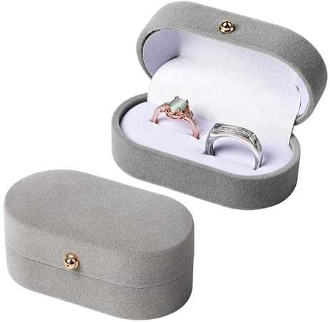 OhebEsx 2 Stück ringbox hochzeit, ringbox, ringschatulle hochzeit, Universal-Doppelring-Aufnahmebox für Hochzeitsanfragen, Hochzeiten und tägliche Aufbewahrung (grau