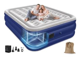 Spopal Matelas Gonflable 2 Personnes,200x152x40cm,2600mAh,Charge Max 450kg