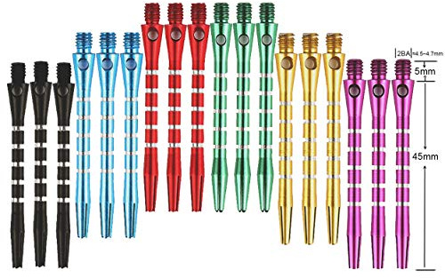 BIPY 18/Pack Dart Shafts Aluminium Medium 2BA Colored Darts Stems Metal Throwing Toy 6 Colors Standard 2BA Carved Design Dart Accessories Aluminum