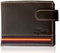 Cartera Hombre Marrón LEGADO Piel tratada con Bandera España Cartera Ubrique con Regalo Pulsera Bandera de España (Horizontal Marrón con Broche)