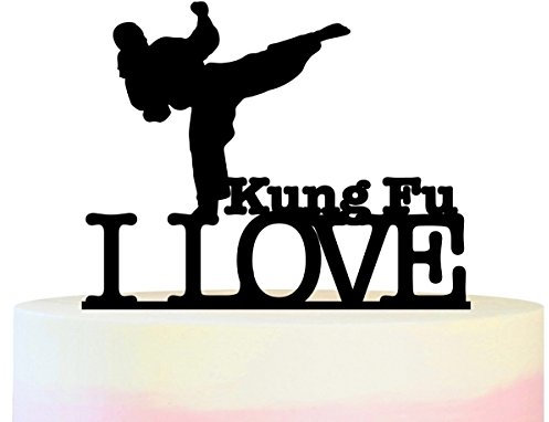 I Love Karate Party Wedding Birthday Acrylic Cake Topper Cupcake Toppers Decor Set 11 pcs