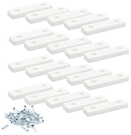 20 x Bodenabstandshalter/Möbelpads/Möbelfüsse zum Anschrauben | sossai® Möbelgleiter MG2 | Farbe: Weiß | Größe: 50x14x5 mm | Inkl. Schrauben