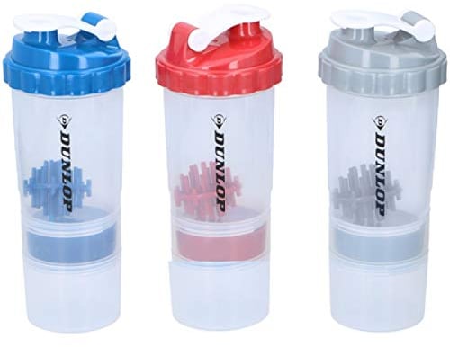 PACK OF 3 PROTEIN SHAKER WITH POWDER STORAGE COMPARTMENT 350ML SPORTS –GYM BOTTLE