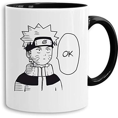 Naruto OK - vaso cafetera regalo Mug Son One Punch Luffy Naruto Saitama One Dragon Goku Ball Piece Man Db, Farbe2:Blanco