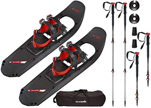 SkinStar Schneeschuh 25 INCH Schneeschuhwandern bis 100 kg mit Tourenski Stock
