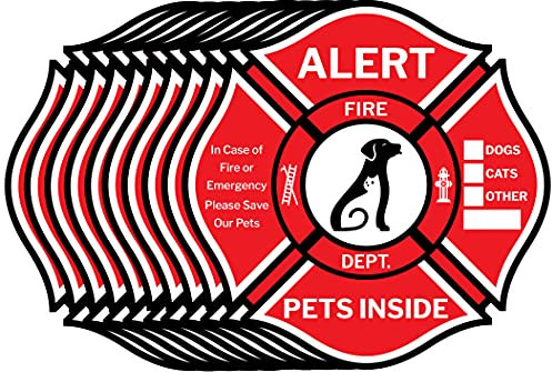 Pet Alert Sticker, Double-Sided 10 Decals, Rescue Pet Decals, Pet Alert Stickers for House Home Window Pet Door-Emergency Pet Kit, UV Resistant-Waterproof
