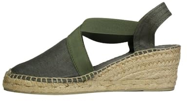 Toni Pons Damen, Ter, Leinen, elastischer Riemen, Keilabsatz, Espadrille, Khaki, 42 EU