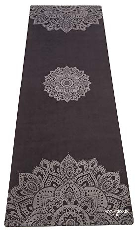 Yoga Design Lab Reise Yogamatte 1,5mm | Dünn, rutschfest, Faltbar, Leicht, Matte/Handtuch, Waschmaschinenfest | mit Tragegurt (Mandala Black, 1.5mm)