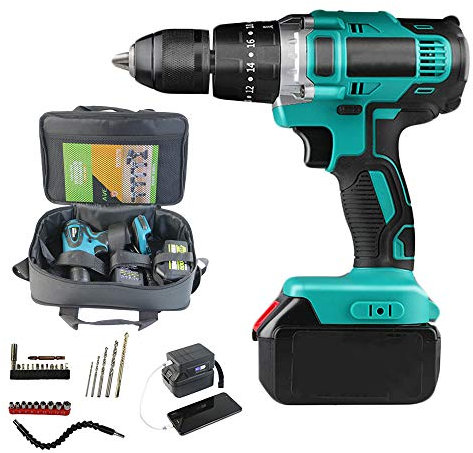 28 Piezas Destornillador Electrico Taladro Inalámbrico de Batería Herramientas Eléctricas Profesionales Taladro de Torque Eléctrico Incluye Manga, bit