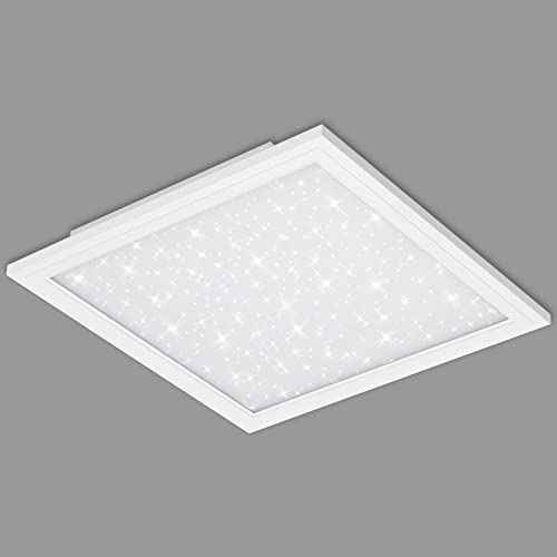 BRILONER - LED Deckenlampe mit Sternenhimmel, flach, neutralweiße Lichtfarbe, Lampe, Deckenleuchte, Wohnzimmerlampe, LED Panel, Küchenlampe, Deckenbeleuchtung, 45x45x6 cm, Weiß