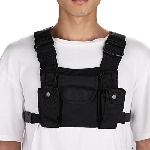 Radio Chest Harness, Walkie-Talkie Doppel-Chest Harness Frontpack Pouch Holster Weste Rig für Zweiwege Radio Walkie Talkie für Brandbekämpfung/Militär/Rescue Essentials