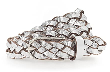 Vanzetti Braided Women's Belt W85 Silver Metallic